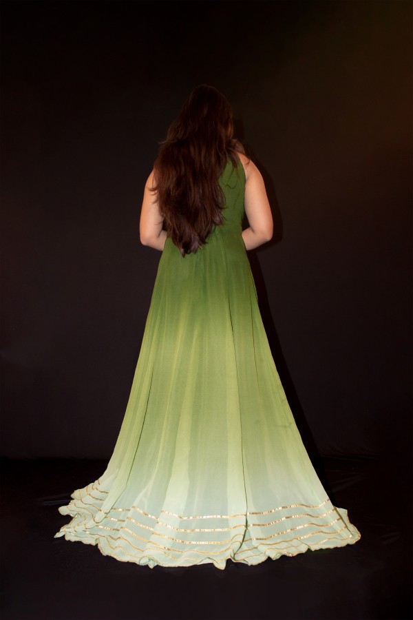 Emerald
													Green Embroidered Anarkali